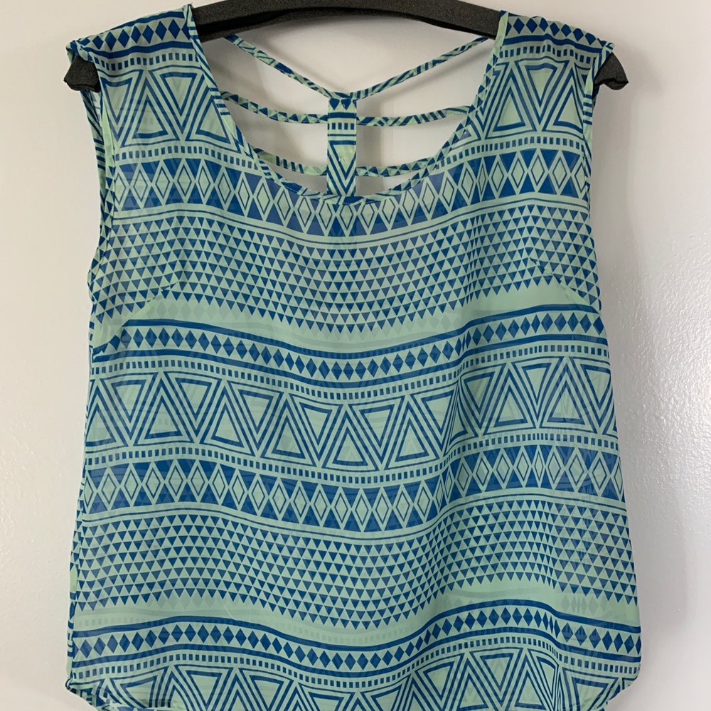 Sheer geometric pattern top